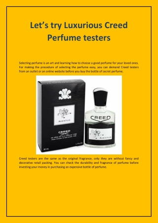 Let’s try Luxurious Creed Perfume testers