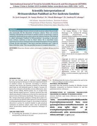 Scientific Interpretation of Mritsanrakshan Paddhati as Per Sushruta Samhita