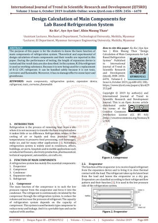 Design Calculation of Main Components for Lab Based Refrigeration System