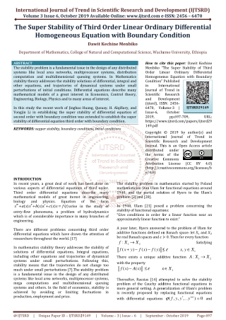 The Super Stability of Third Order Linear Ordinary Differential Homogeneous Equation with Boundary Condition