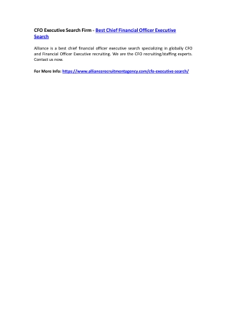 CFO Executive Search Firm - Best Chief Financial Officer Executive Search
