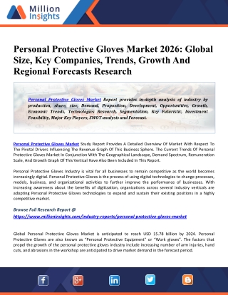 Personal Protective Gloves Market 2026: Global Size, Key Companies, Trends, Growth And Regional Forecasts Research