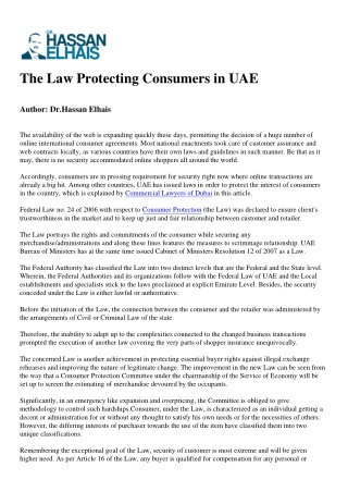 The Law Protecting Consumers in UAE