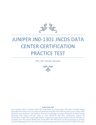 Actual Juniper JN0-1301 JNCDS Data Center Certification Practice Test