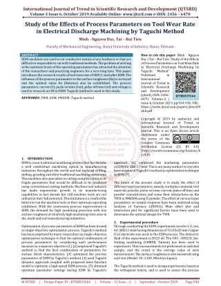 Study of the Effects of Process Parameters on Tool Wear Rate in Electrical Discharge Machining by Taguchi Method