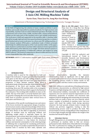 Design and Structural Analysis of 3 Axis CNC Milling Machine Table