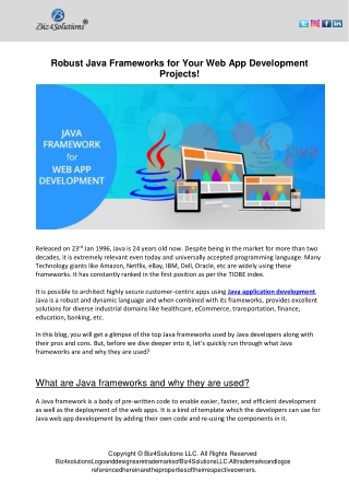 Robust Java Frameworks for Your Web App Development Projects!