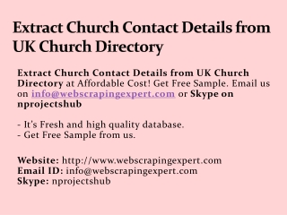 Extract Church Contact Details from UK Church Directory