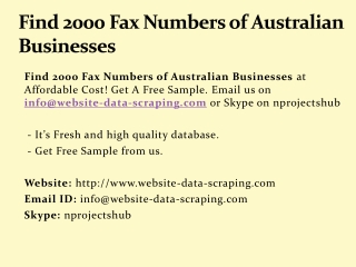 Find 2000 Fax Numbers of Australian Businesses