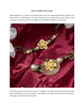 Types of Rakhi to Buy Online