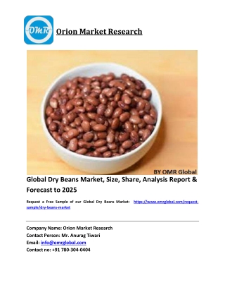 Global Dry Beans Market Growth, Size, Share, Industry Report and Forecast 2019-2025