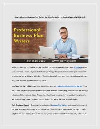 How Professional Business Plan Writers Use Sales Psychology to Create a Successful Pitch Deck