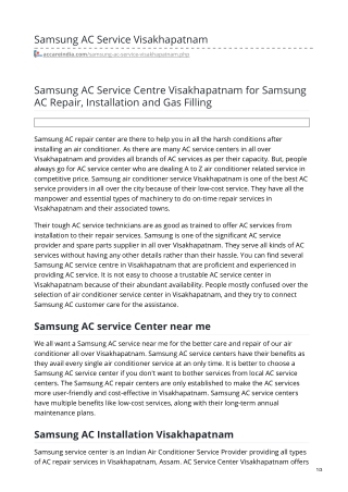 Samsung Air Conditioner Service Center in Visakhapatnam