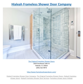 Hialeah Frameless Shower Door Company