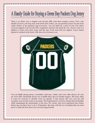 A Handy Guide for Buying a Green Bay Packers Dog Jersey
