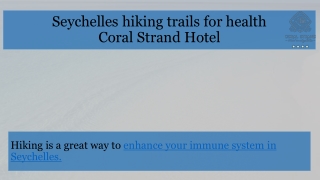 Seychelles hiking trails for health by Coral Strand Hotel