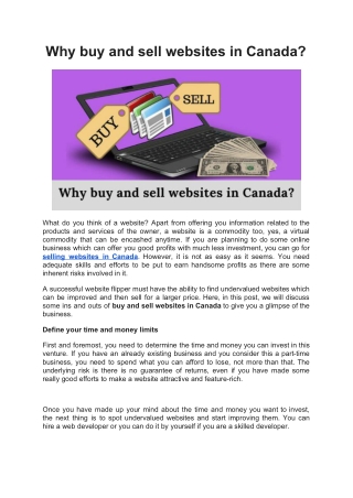 Why buy and sell websites in Canada?