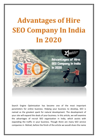 Advantages of Hire SEO Company In India - In 2020