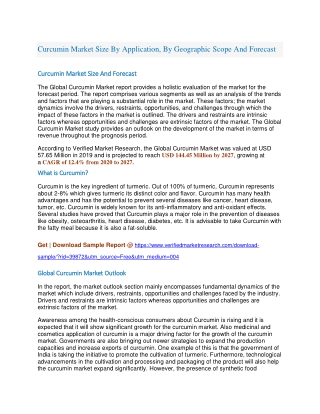 Curcumin Market Size By Application, By Geographic Scope And Forecast