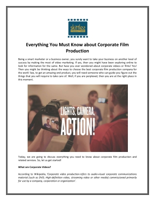 Everything You Must Know about Corporate Film Production