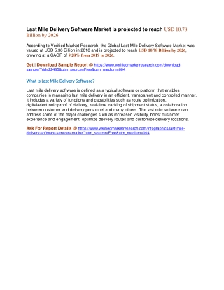 Last Mile Delivery Software Market is projected to reach USD 10.78 Billion by 2026