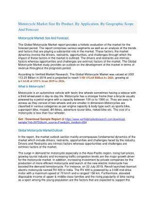 Motorcycle Market Size By Product, By Application, By Geographic Scope And Forecast