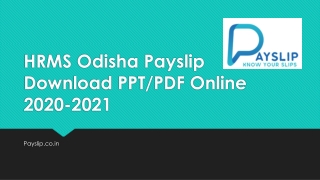 HRMS Odisha Payslip Download PPT / PDF Online 2020-2021