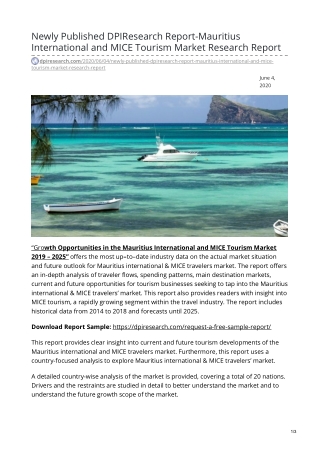 Mauritius International and MICE Tourism Market Research Report