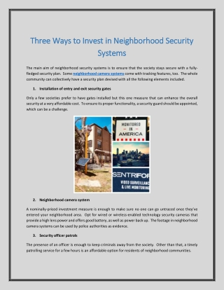 Three Ways to Invest in Neighborhood Security Systems