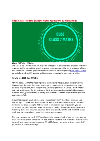 CBSE class 7 Maths