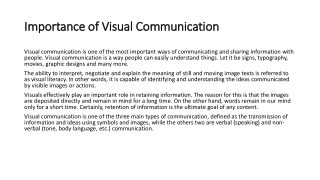 Importance of Visual Communication