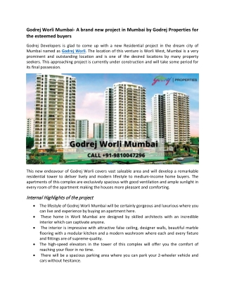 Godrej Worli Mumbai All Details