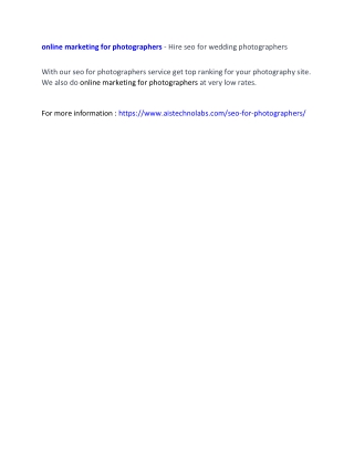 online marketing for photographers - Hire seo for wedding photographers