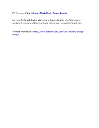 SEO Company | Search Engine Marketing in Orange County
