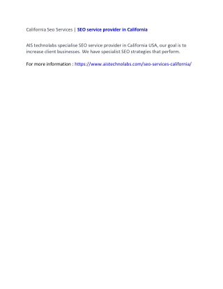 California Seo Services | SEO service provider in California