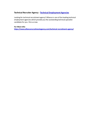 Technical Recruiter Agency - Technical Employment Agencies