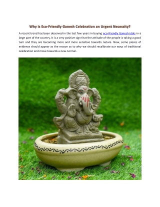 Why is Eco-Friendly Ganesh Celebration an Urgent Necessity?