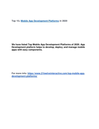 Top 15  Mobile App Development Platforms in 2020