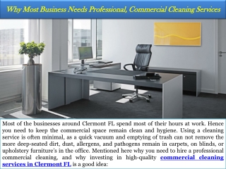 Why Most Business Needs Professional, Commercial Cleaning Services