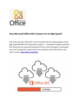 How Microsoft Office 365 Is Known For Its High Speed