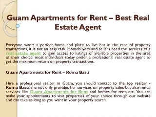 Guam Apartments for Rent – Best Real Estate Agent