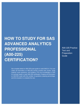 How to Study for SAS Advanced Analytics Professional (A00-225) Certification?