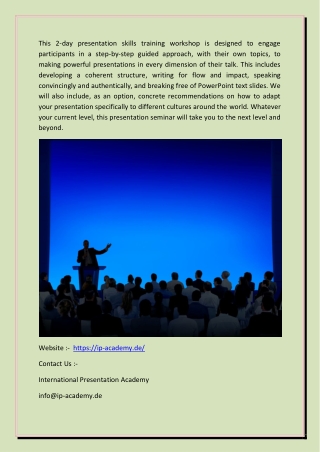 Best Presentation Skills Training For Sales Professionals -|-( International Presentation Academy )