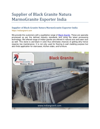 Supplier of Black Granite Natura MarmoGranite Exporter India