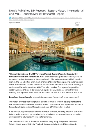 Macau International and MICE Tourism Market Research Report