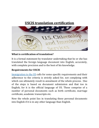 USCIS Translation Certification