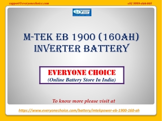 Buy M-Tek EB 1900 (160Ah) Inverter Battery Online