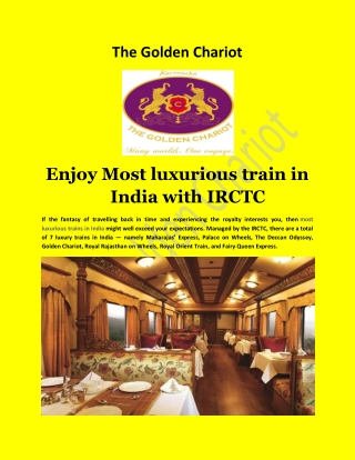 Most Luxurious Train In India