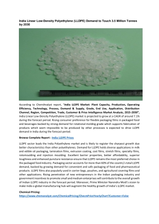 India LLDPE Price, Supply and Demand