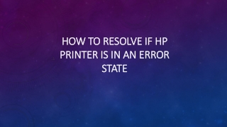 Why my HP printer is in an error State